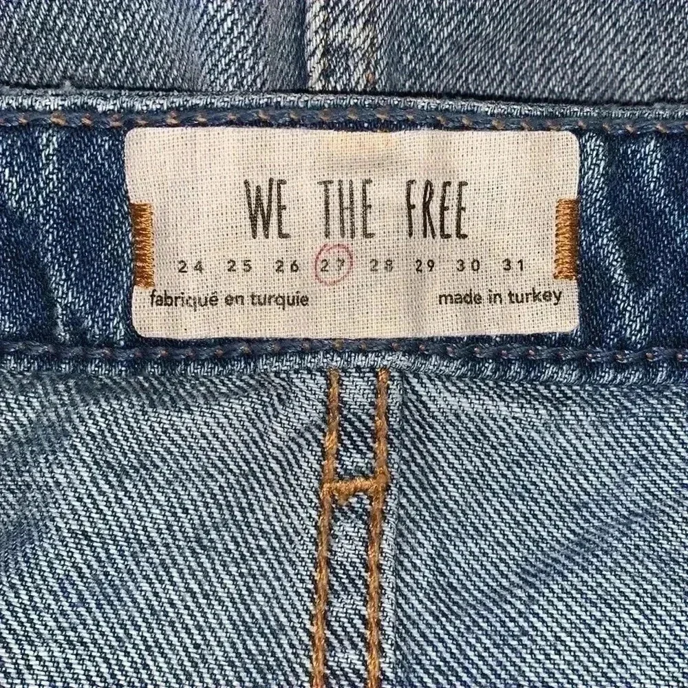 Free People Distressed Raw Hem Denim A-Line Skirt Size 27